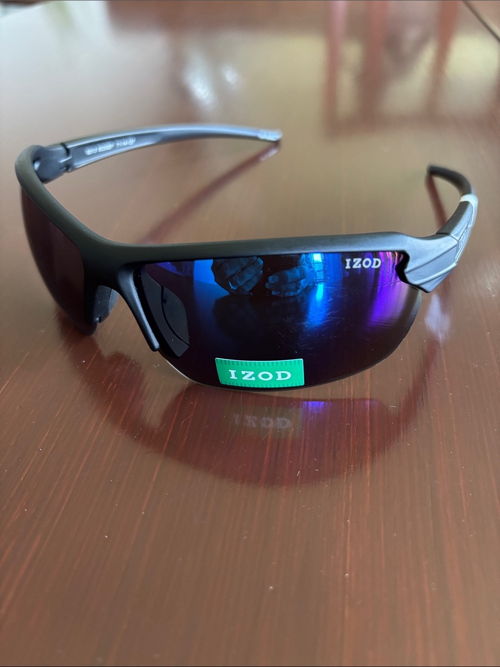 Izod Blue Mirror Rimless wrap around frame, 100% UV protection sporty,6013